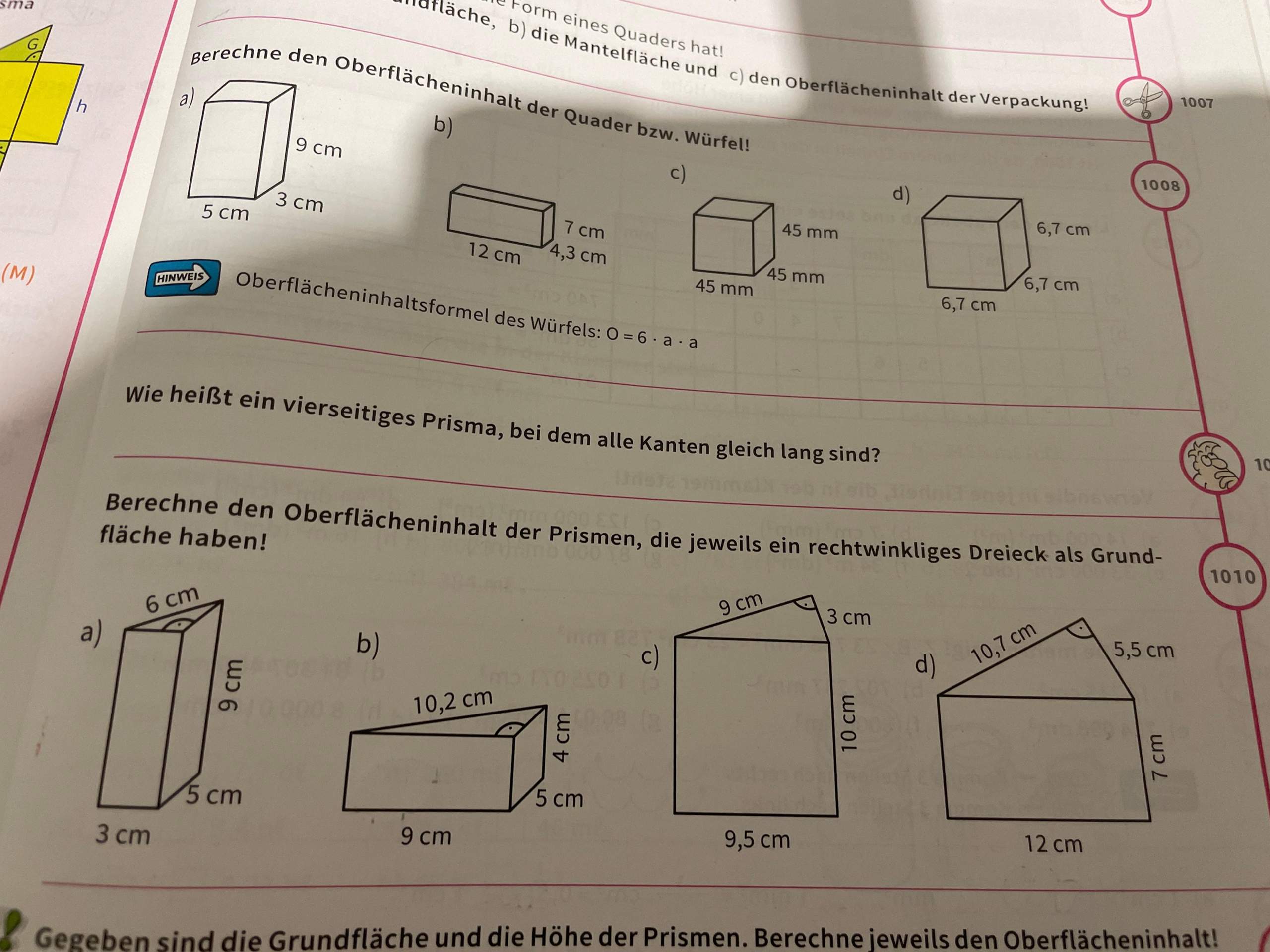 Wie berechnet man hier den Oberflächeninhalt? (rechnen, Prisma)