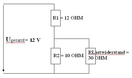 Wie berechnet man Innenwiderstand des belasteter Spannungsteilers? (Mathematik, Physik)