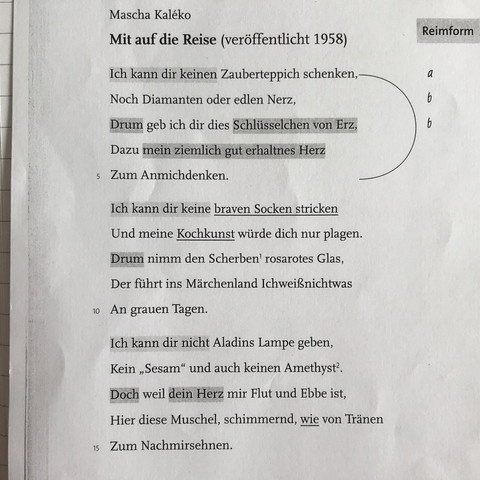 Metrum da weil bist kaleko nicht mascha du Literatur &