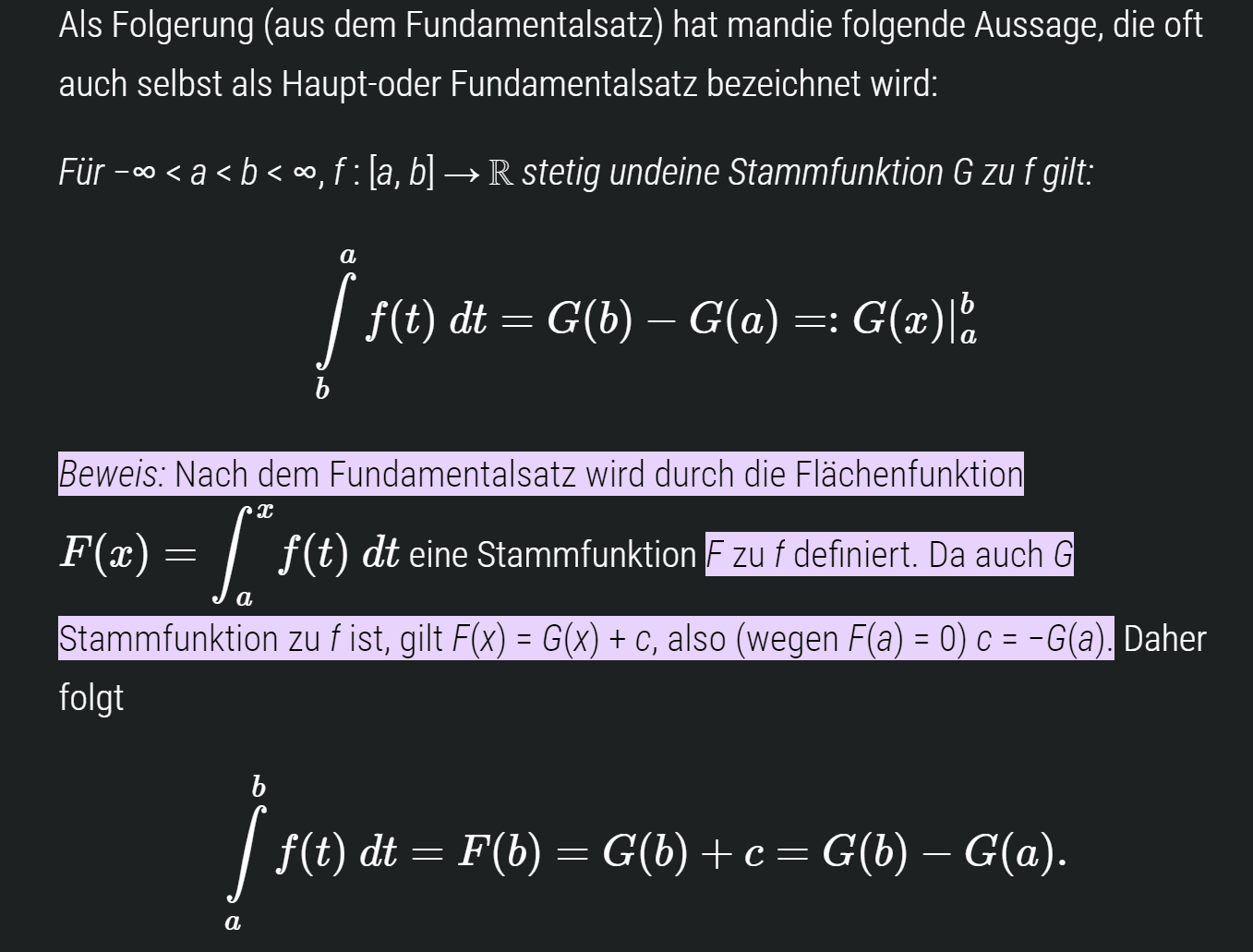 Hauptsatz Der Integral Und Differentialrechnung Wie beweist man, dass der Hauptsatz der Integral- und