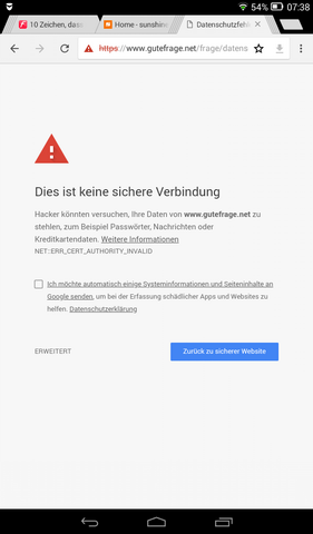 wie dies ist keine sichere verbindung loswerden handy android chrome