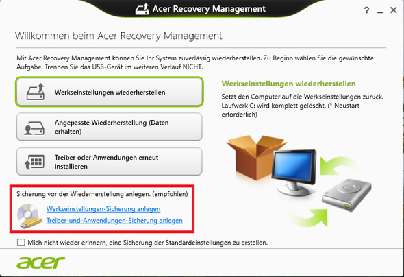 Acer Recovery Manager - (Windows 10, Betriebssystem, Backup)
