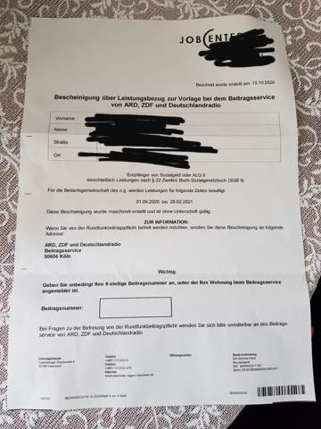 Wie finden wir die 9-stellige Beitragsnummer raus? (Jobcenter