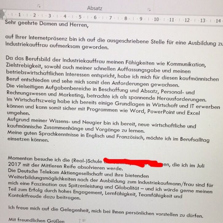 Wie Findet Ihr Das Anschreiben Fur Die Ausbildung