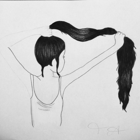 Mädchen mit langen Haaren - (Mädchen, Kunst, malen)