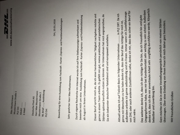 Wie Findet Ihr Dieses Bewerbungsschreiben Fur Die Deutsche Post Deutsch Ausbildung Bewerbung