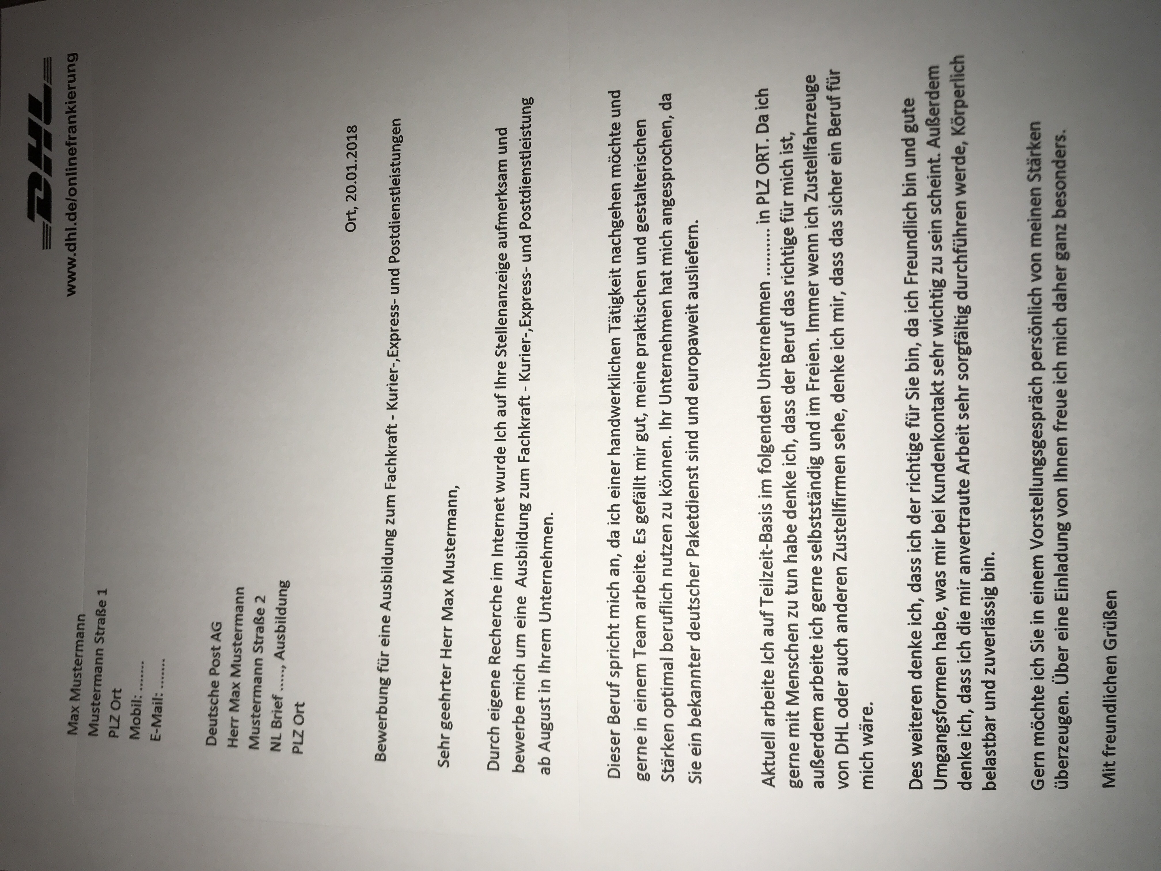 Wie Findet Ihr Dieses Bewerbungsschreiben Fur Die Deutsche Post Deutsch Ausbildung Bewerbung Bewerbung Postbote