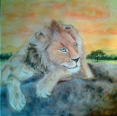 1. Tierbild Löwe (auf Leinwand) - (Tiere, Meinung, Kunst)