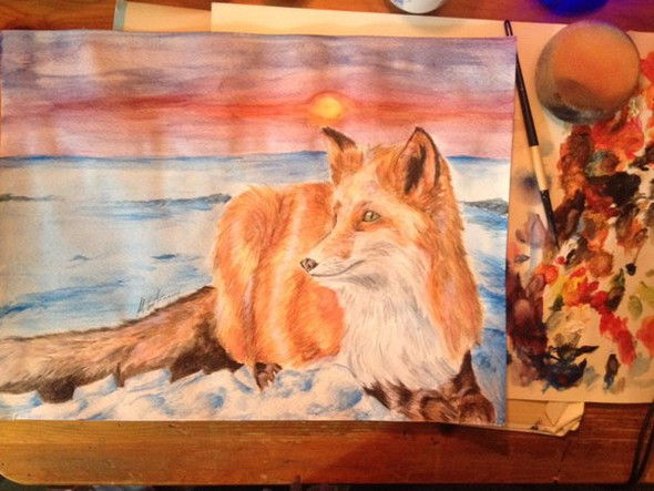 Aktuelles Tierbild Fuchs (auf Papier) - (Tiere, Meinung, Kunst)