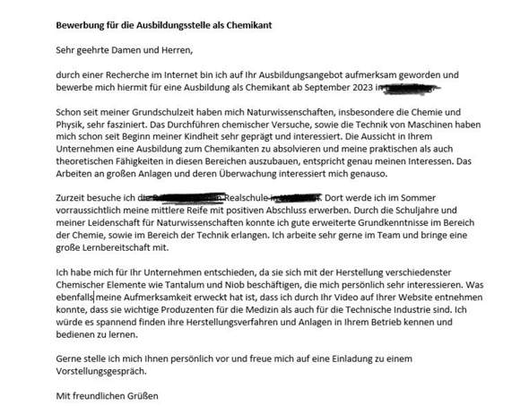 Wie findet ihr meine Bewerbung?