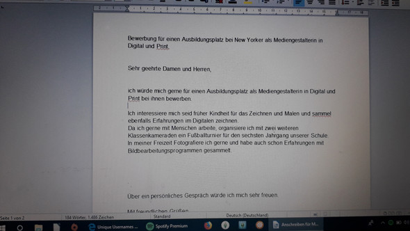 Wie Findet Ihr Meine Bewerbung Verbesserungs Vorschlage Schule Ausbildung Und Studium Ausbildung