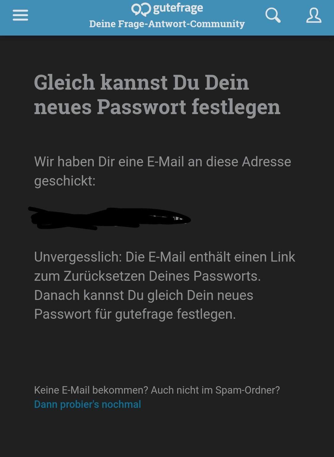 Wie füge ich ein Passwort hinzu in Gutefrage, wenn ich keine Email bekomme? E