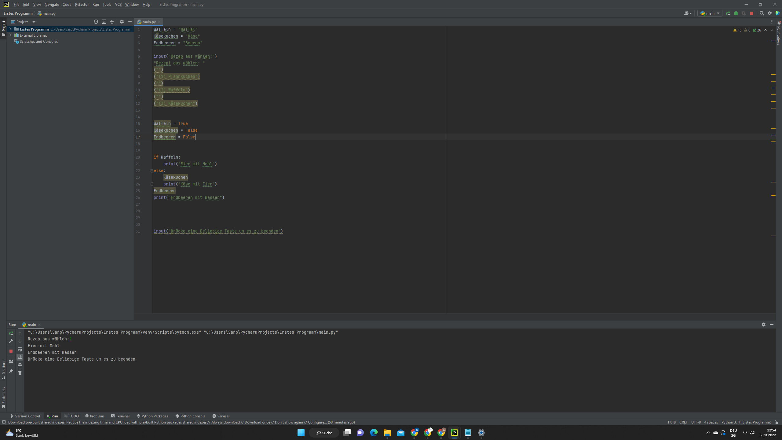Wie funktioniert das (Python)? (programmieren, Programmiersprache, Pycharm)