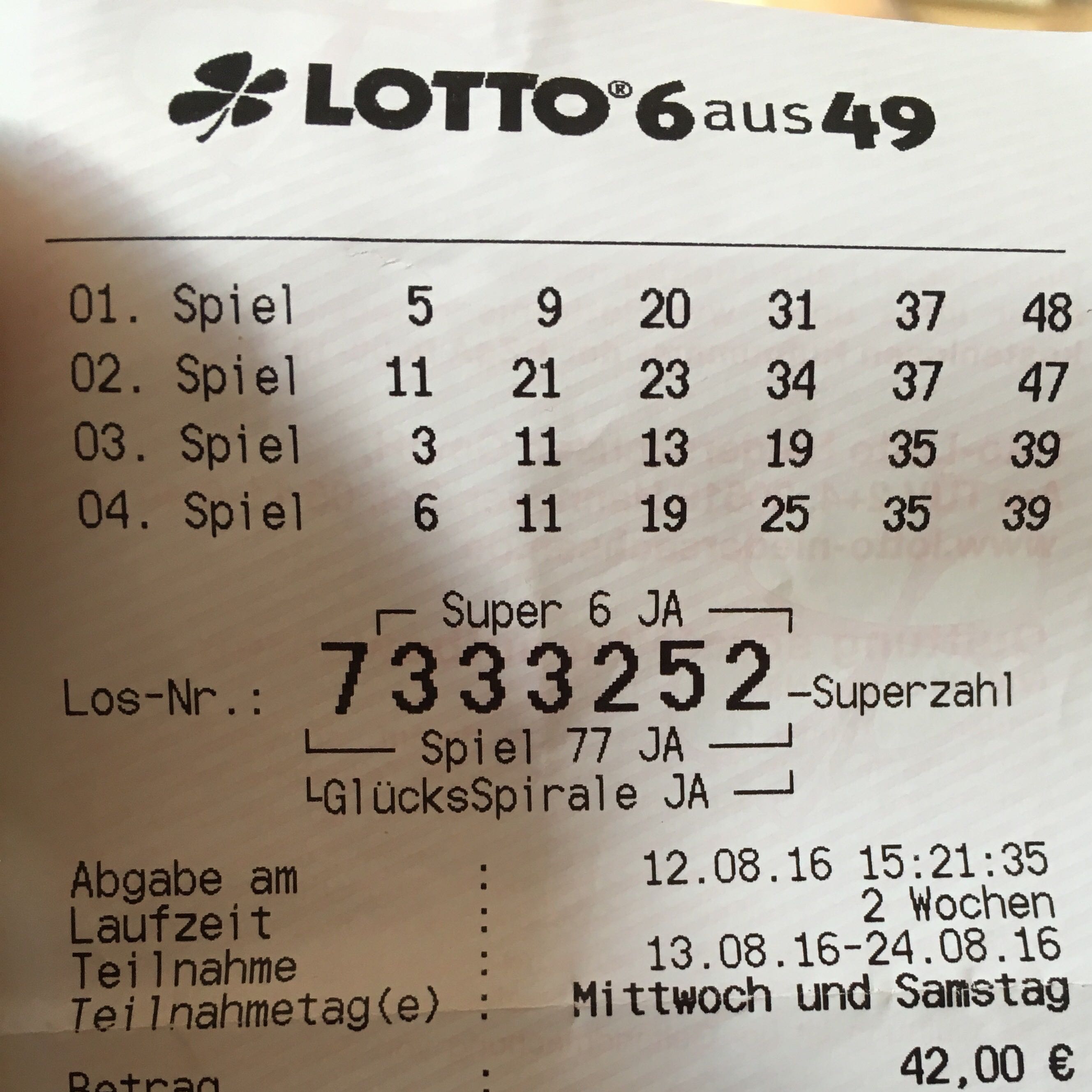 Lotto Spiel 77 Und Super 6