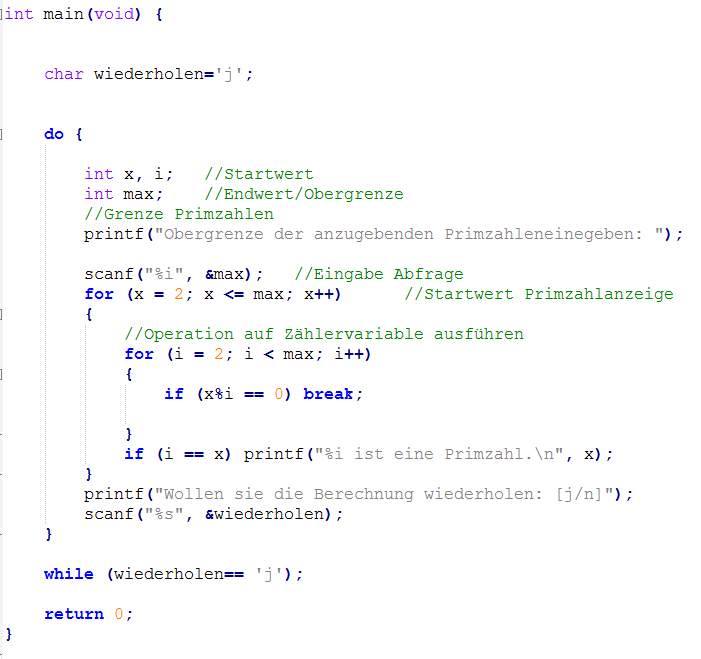 wie funktioniert die wiederholung in meinem C Programm? (Software ...