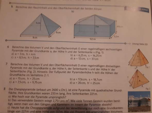Wie gehe ich bei dieser dreieckigen Pyramide vor? (Mathematik, Körper ...