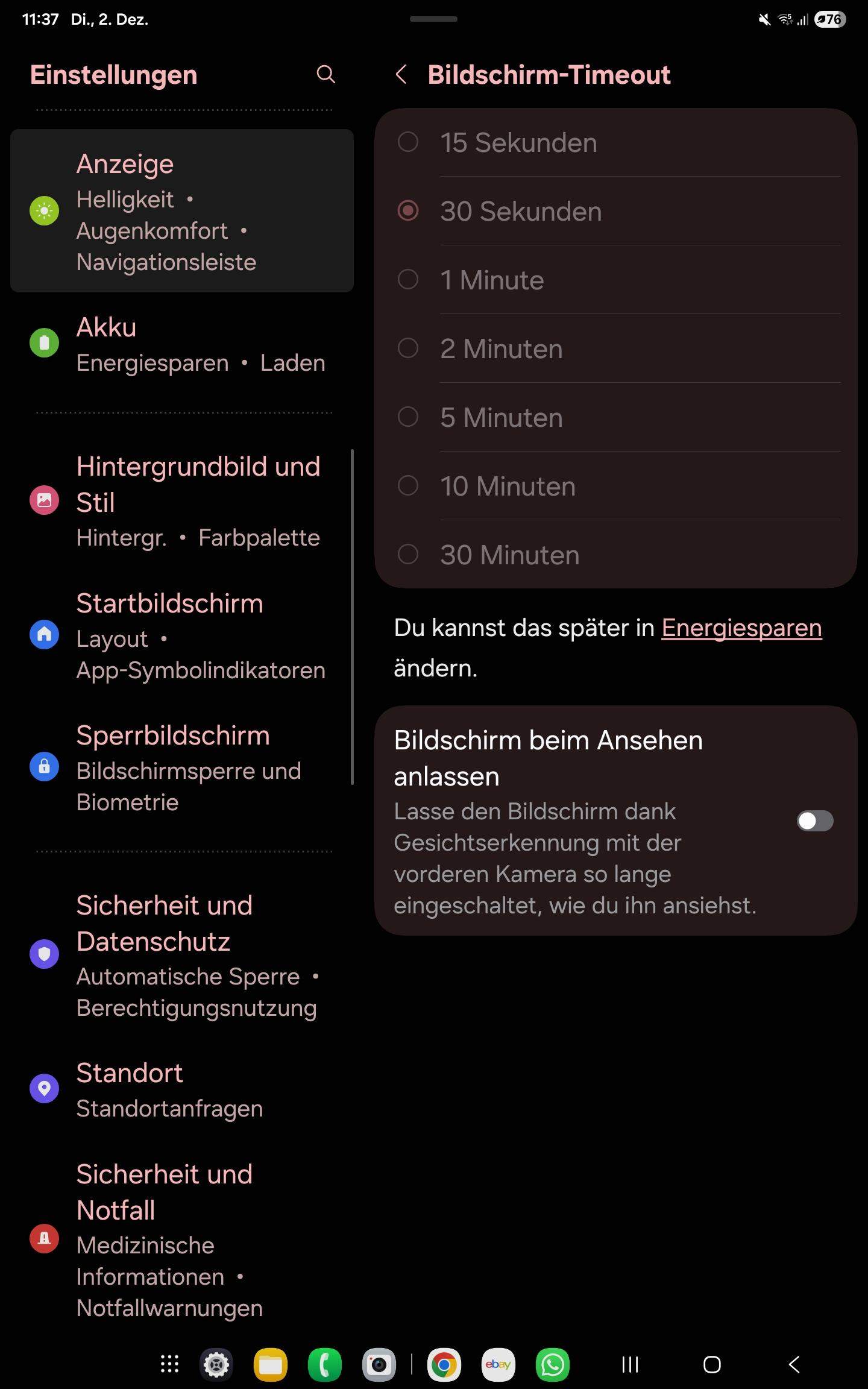 Wie geht das mit Bildschirm-Timeout? (Computer, Samsung, Android)