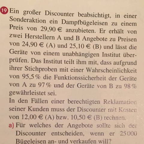 Aufgabenstellung - (Schule, Mathe, Stochastik)