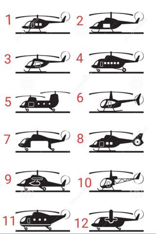 Wie heißen diese 12 Arten von Hubschraubern?