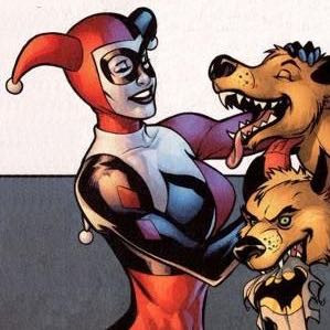 Auf dem Bild ist Harley Quinn und ihre zwei Hyänen. - (Comic, DC, Harley Quinn)