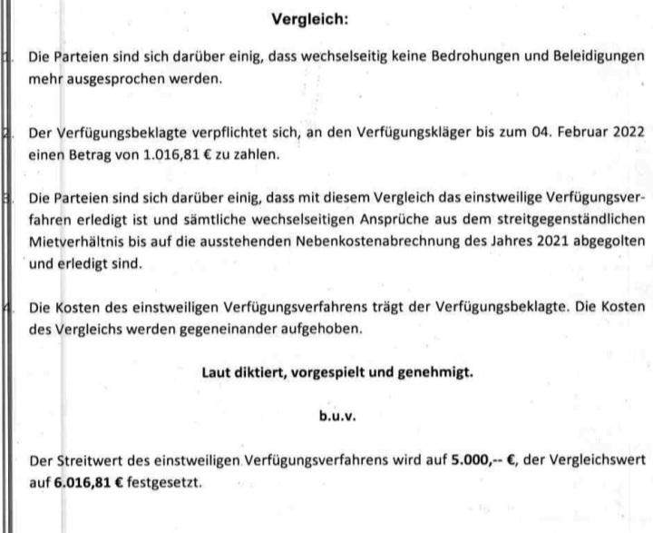 Wie hoch werden die Kosten, bei diesem Gerichts Vergleich? (Anwalt