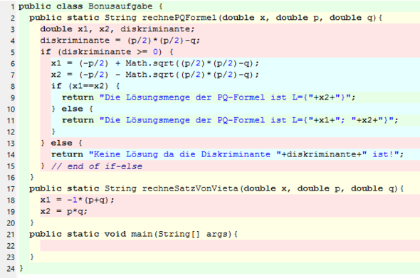 Wie in Java mit PQ Formel und statischen Methoden rechnen Wie in Java mit PQ Formel und statischen Methoden rechnen