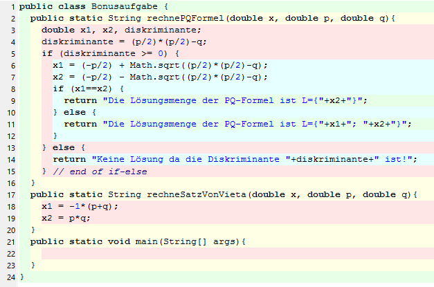 Wie In Java Mit Pq Formel Und Statischen Methoden Rechnen Programm Programmieren