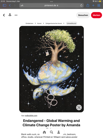Wie ist das Bild zu verstehen? Es geht um den Klimawandel? Was soll hier aber der Baum symbolisieren und was der Schildkröte als die Erde?