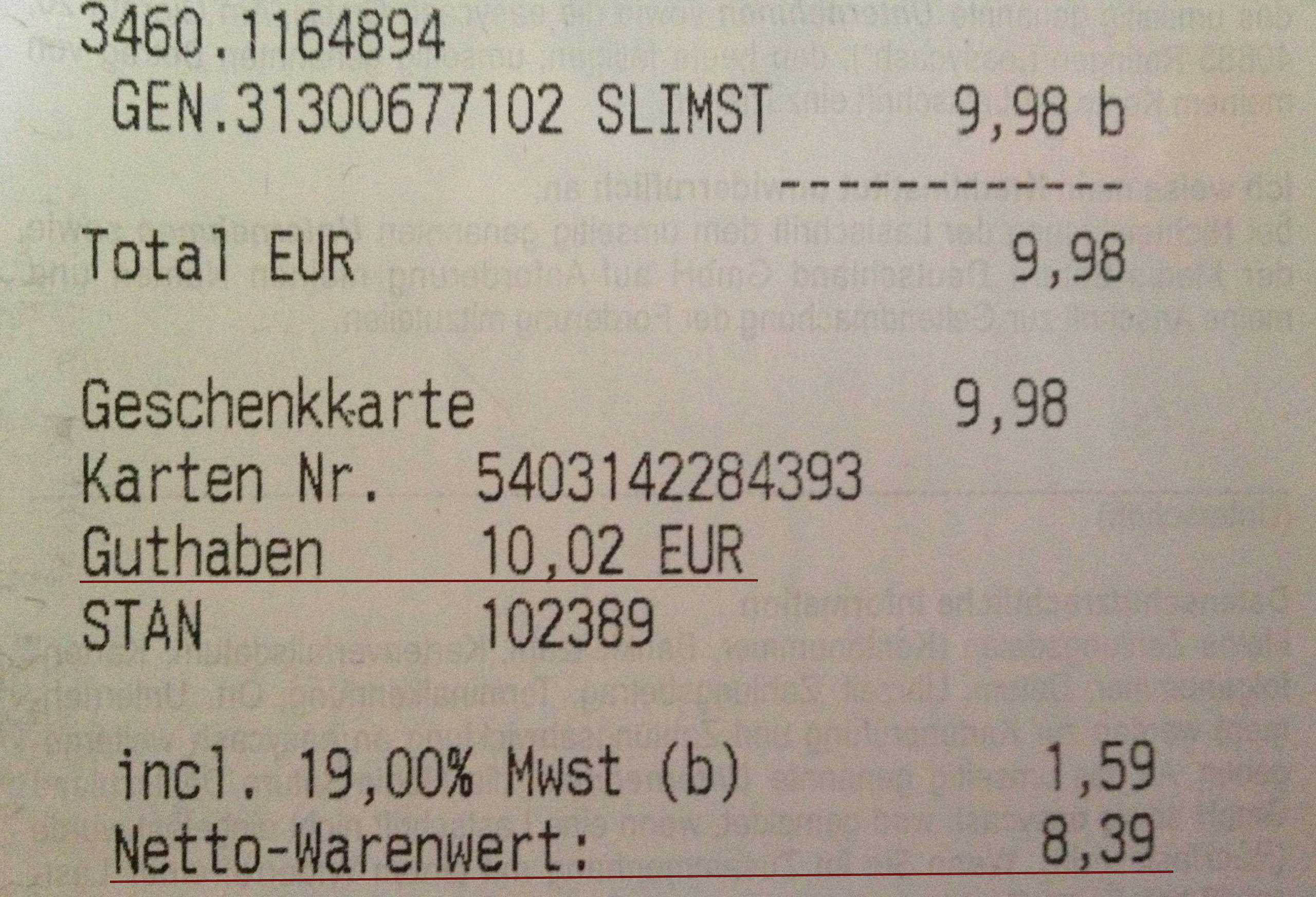 Wie ist die Rechnung auf dem Kassenbon zu verstehen? :) (Saturn Wie ist die Rechnung auf dem Kassenbon zu verstehen? :) (Saturn