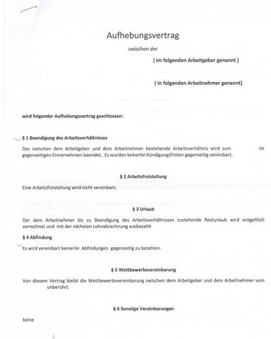 Aufhebungsvertrag Seite 1 - (Recht, Arbeit, Ausbildung)