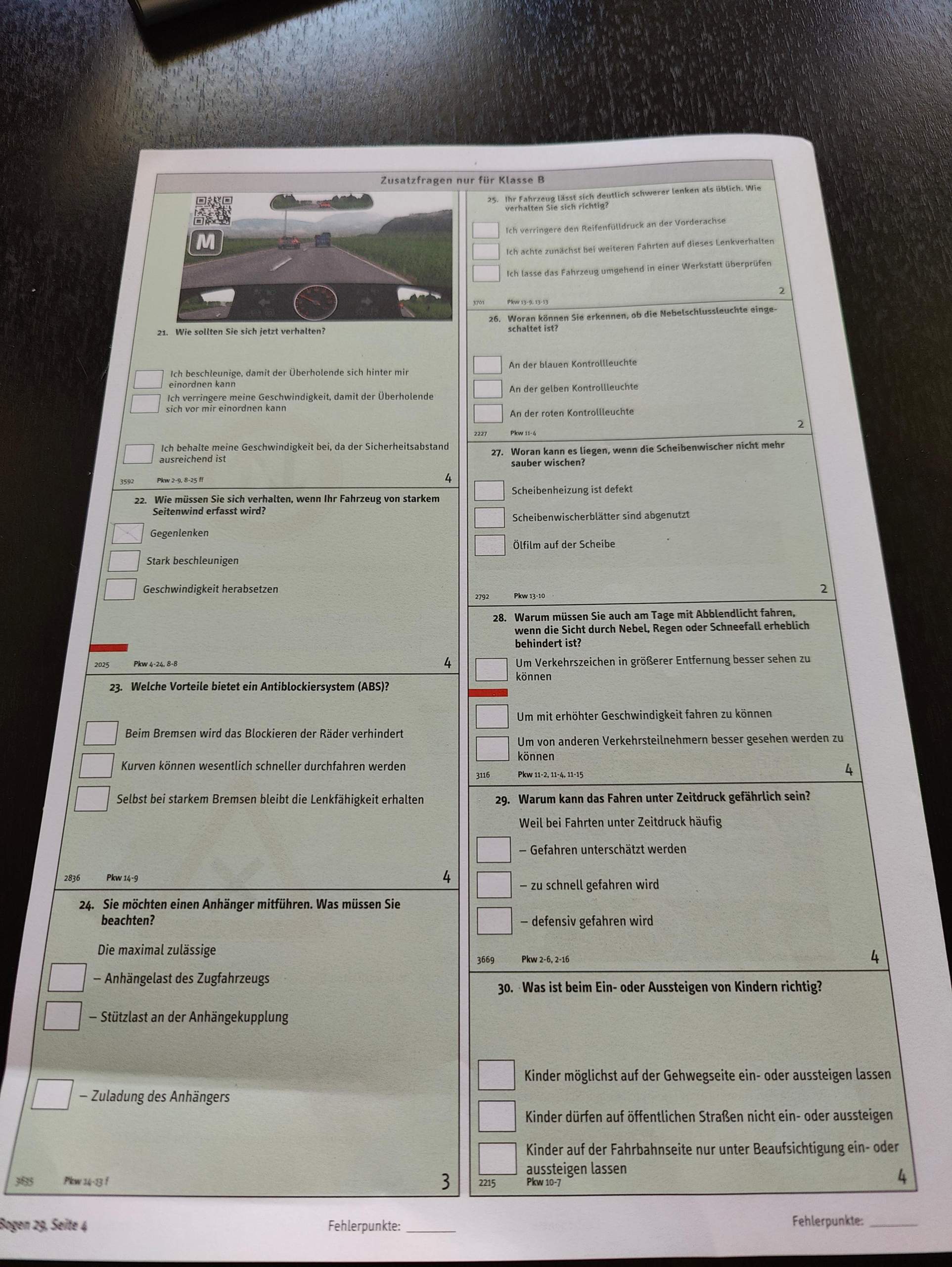 Wie kann ich auf den Führerschein Fragebogen schreiben ohne das die