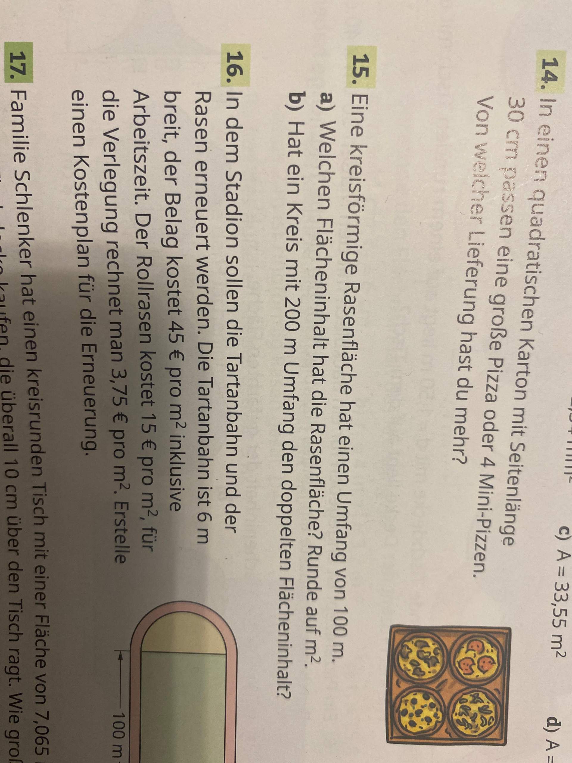 Wie kann ich bei einem Kreis den Flächeninhalt mit Hilfe des Umfangs