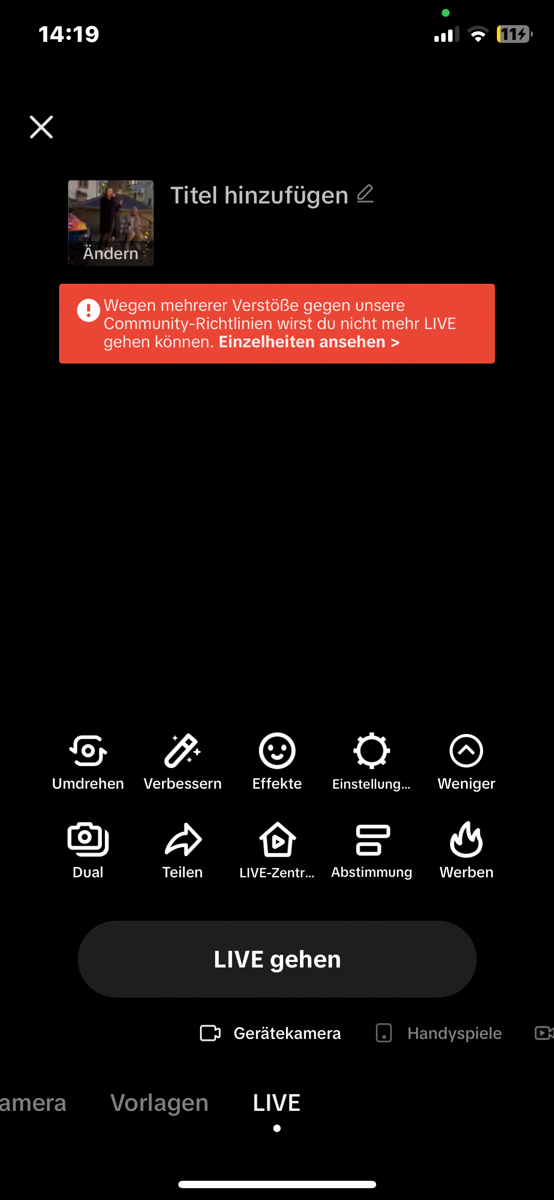 Wie kann ich bei Tik tok wieder live gehen obwohl ich gesperrt wurde