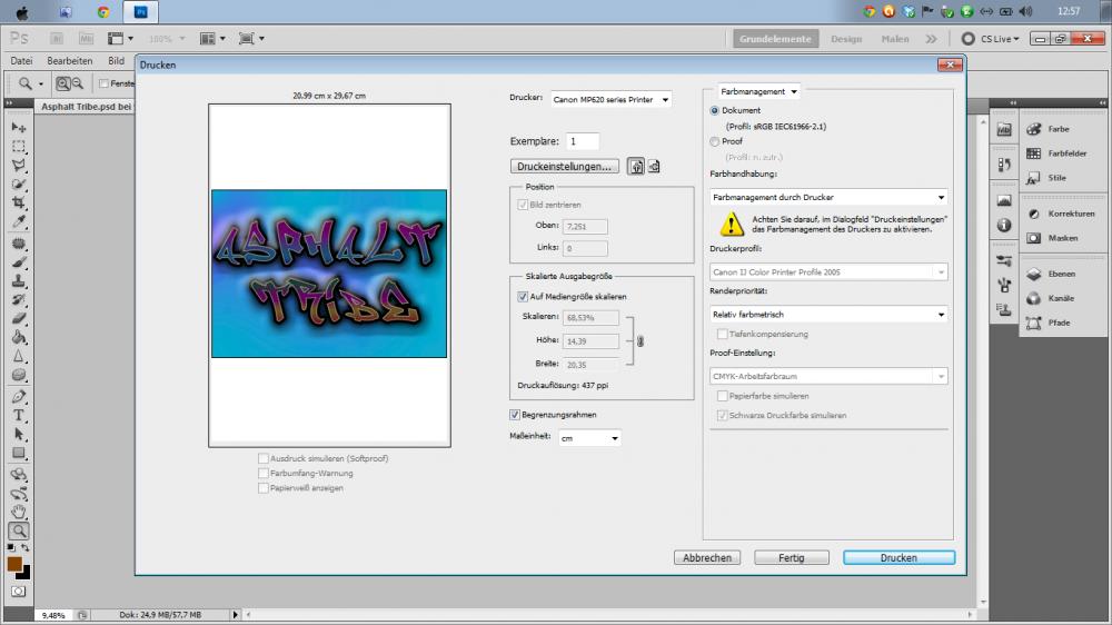 Wie Kann Ich Das Bild In Photoshop Quer Drucken Bin Anfanger Windows 7 Cs5