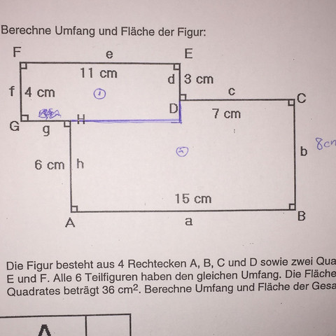 Wie kann ich den Umfang und die Fläche dieser Figur berechnen?