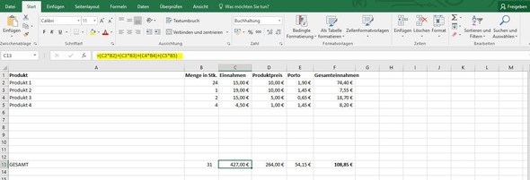 Formel - (Excel, Office, Tabellenkalkulation)