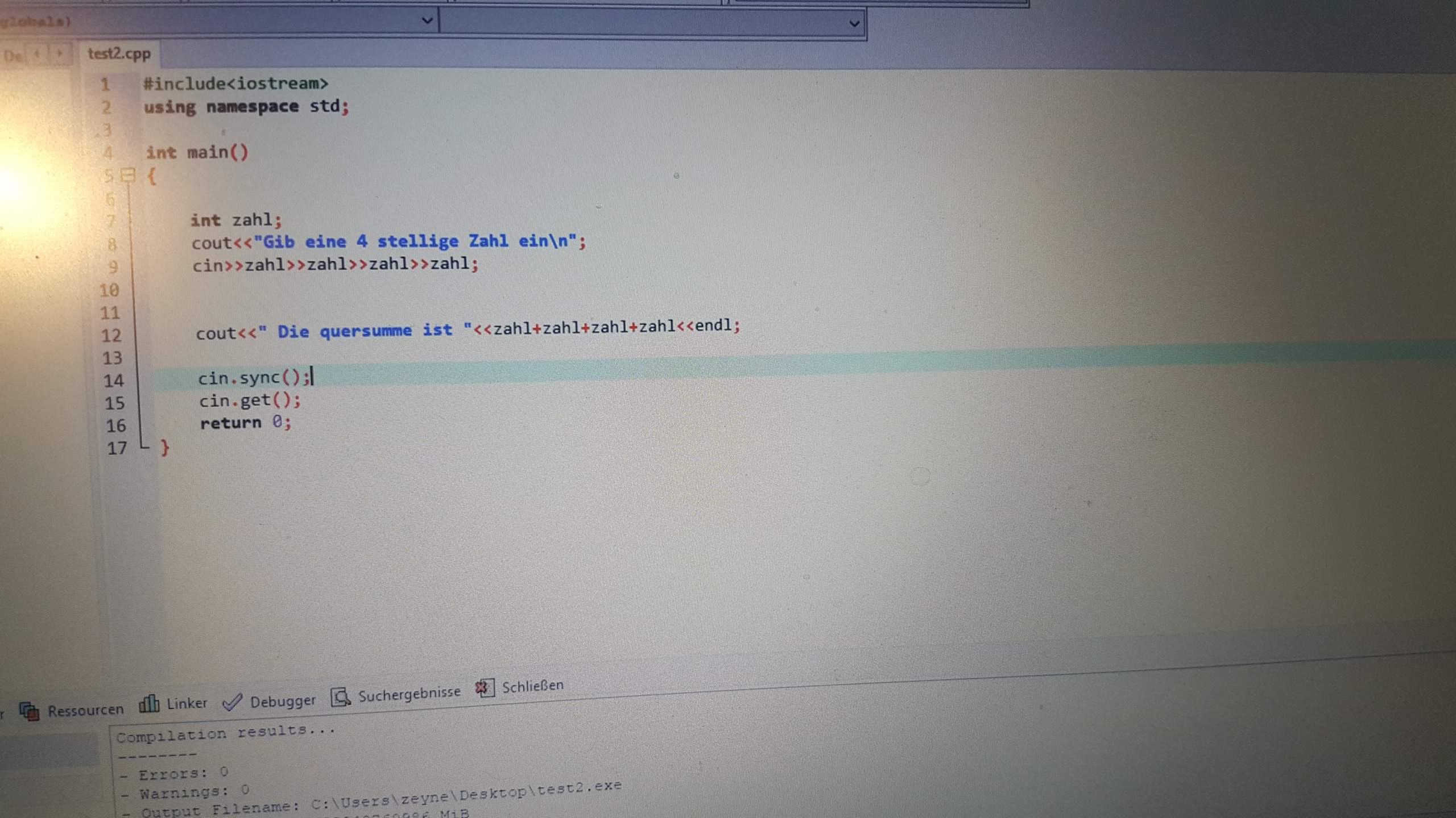 Wie kann ich ganz einfach die quersumme einer Zahl in C++ berechnen