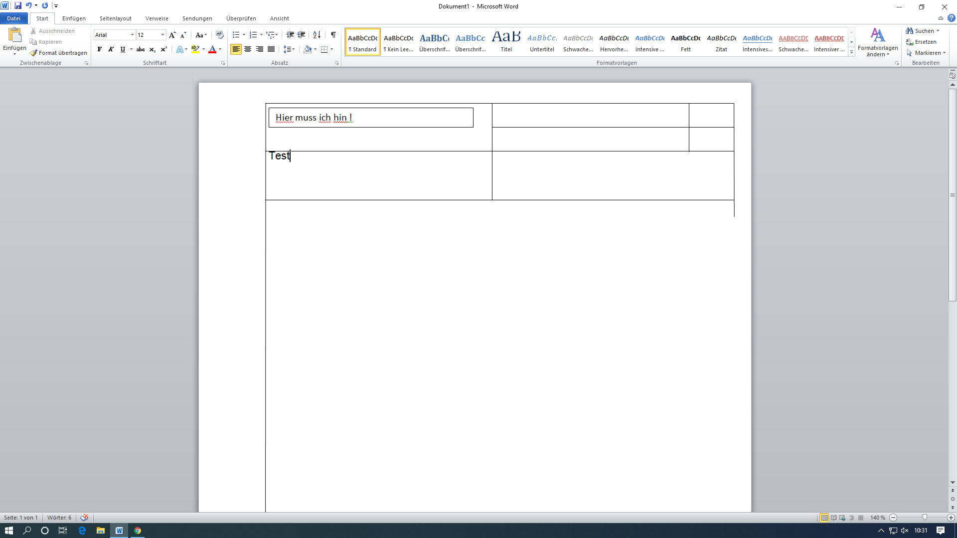 Wie kann ich in Word meinen Satz ganz oben beginnen? (Computer