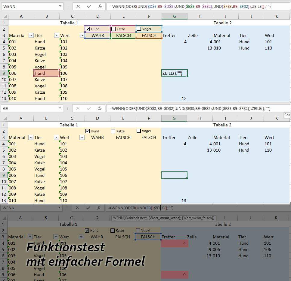 Wie kann ich Kontrollkästchen elegant miteinander verknüpfen, um nach
