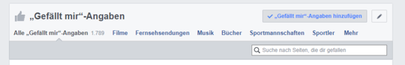 Normalerweise müssten mir dort alle Seiten angezeigt werden... - (Facebook, Privatsphäre, Gefällt mir-angaben)