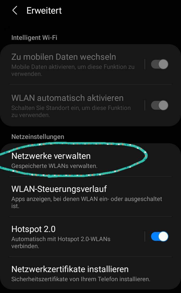 Wie kann ich meine gespeicherten WLAN Netzwerke die ich gelöscht habe