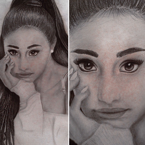 Collage von einem Porträt von Ariana Grande  - (Kunst, zeichnen, Geld verdienen)