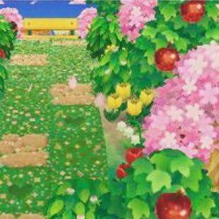 Also ich meine jetzt so Bäume wie die rosafarbenen auf dem Bild  - (Computerspiele, Animal Crossing: New Leaf)