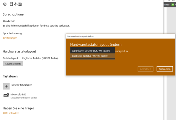 Wie Kann Man Bei Windows 10 Die Japanische Romanji Eingabe Auf Das Deutsche Tastaturlayout Einstellen Computer Sprache Tastatur
