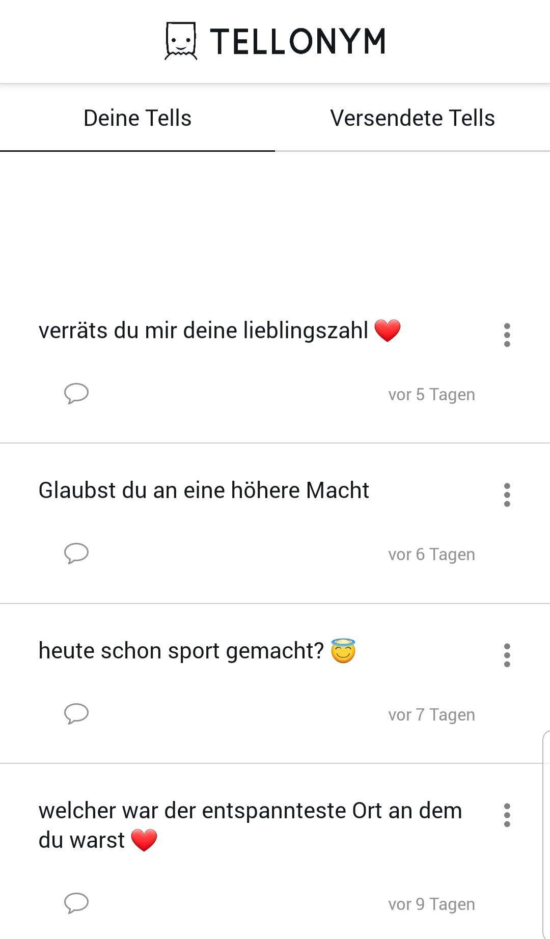 Für gute tellonym fragen Habt ihr