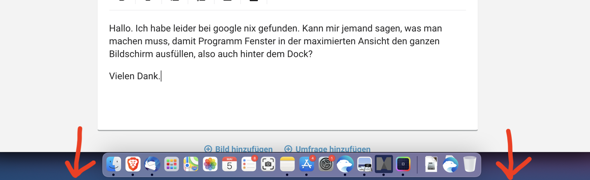 Wie kann man das Mac Dock über Programmen anzeigen?