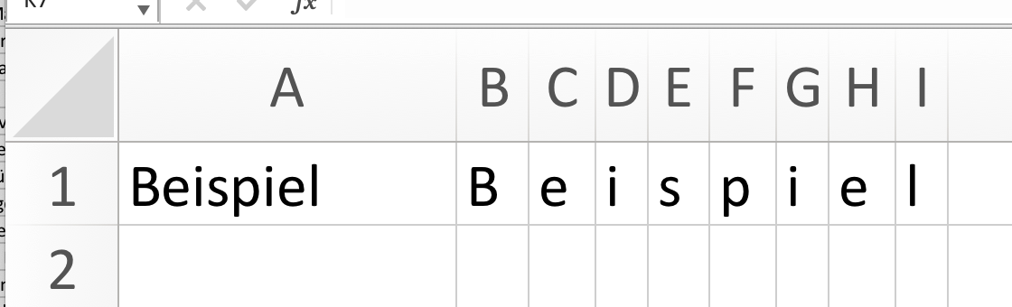 Wie kann man jedes einzelne Zeichen einer Excelzelle voneinander ...
