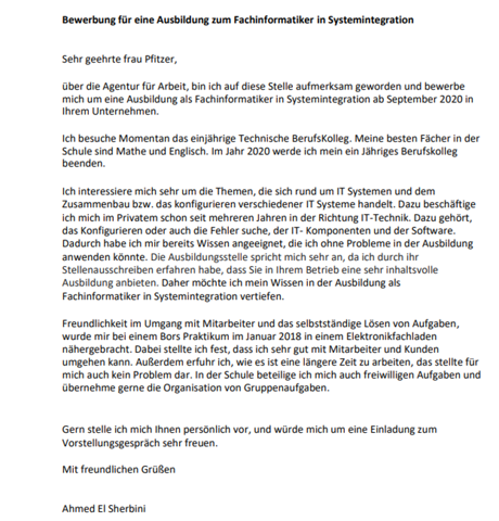 Wie Konnte Man Dieses Anschreiben Verbessern Schule Ausbildung Bewerbung