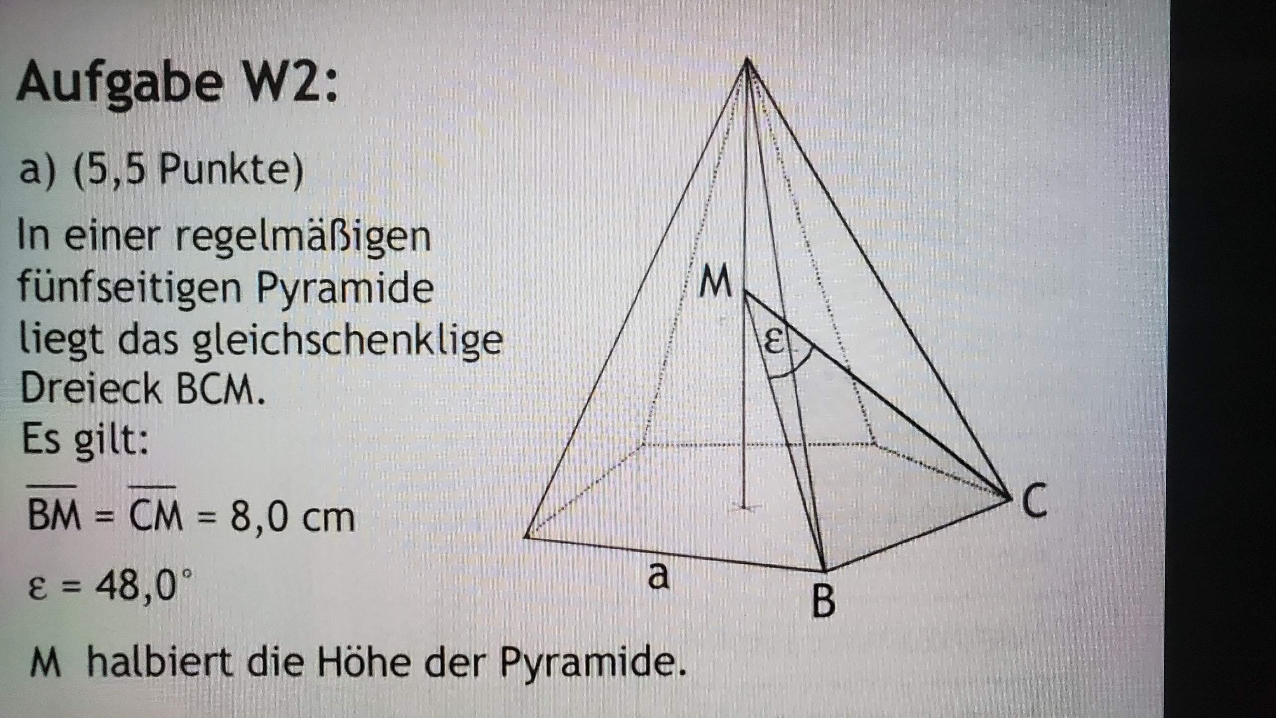 Wie komme ich auf die höhe der pyramide? (rechnen, Gleichungen, Formel)