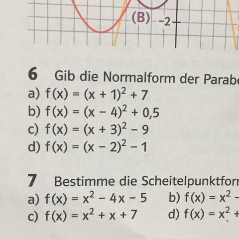 Quadratische Funktionen: scheitelpunktform in die normalform bringen  - (Schule, Mathematik, Funktion)